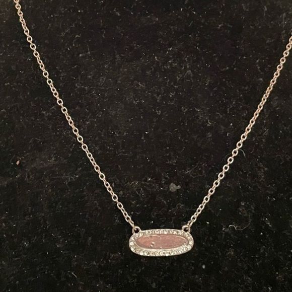 18” silver tone chain necklace & 1” engravable pendant & 30 bezel set crystals - Picture 1 of 9